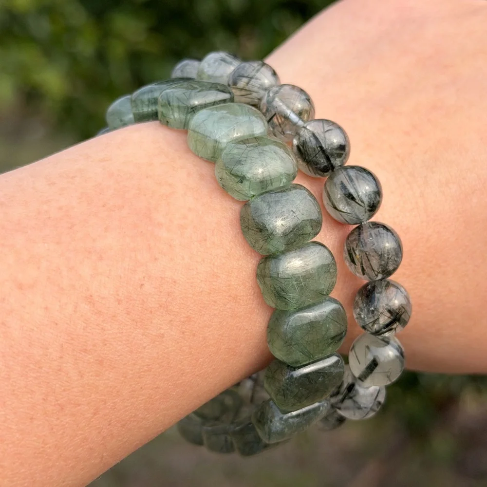 10mm stretchable green rutilated quartz bracelet‎ 1095